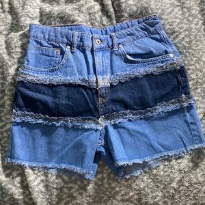 ragged priest infringement denim shorts
